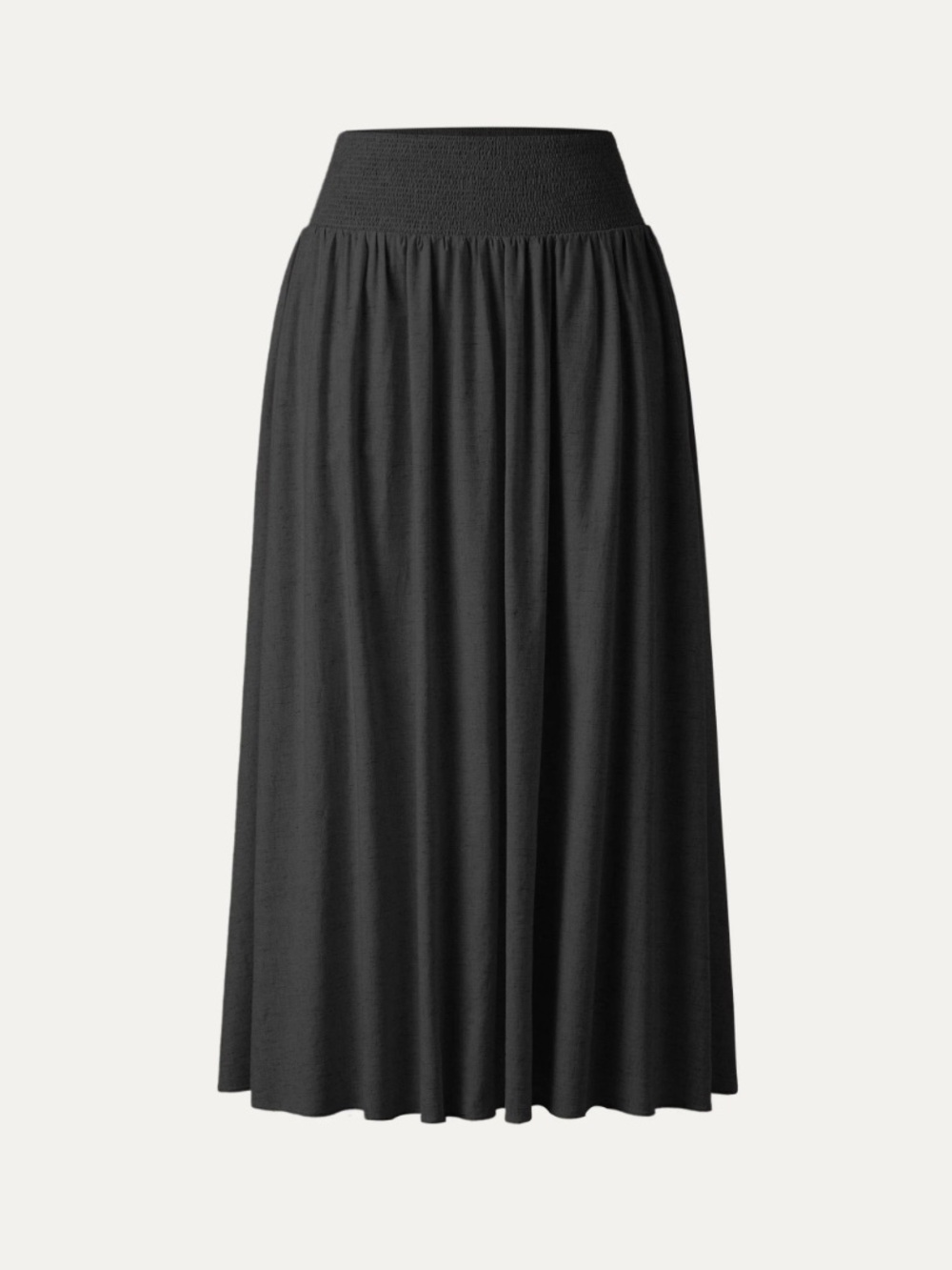 OGL Black European Linen Smocked Waist Skirt with Pockets, XL NWT